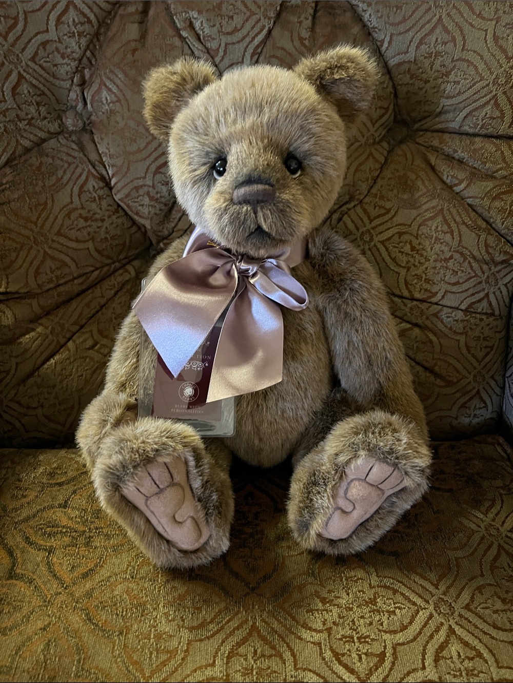 Charlie Bears Barlow CB252555 Fully Jointed With Satin Bow - Picture 10 of 11